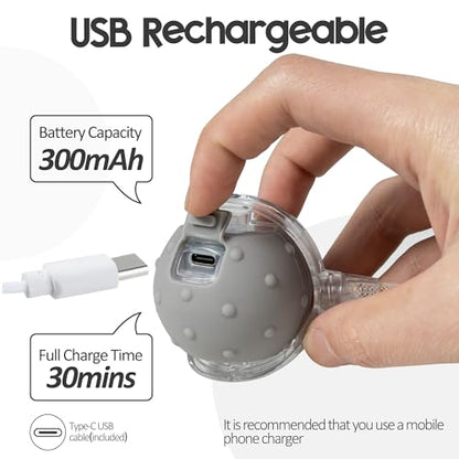Interactive Cat Toys Ball for Indoor Cats, Automatic Moving Ball Toy with Elastic Mesh Tail, Chirping & Obstacle Avoidance and Motion Activated, Grey【Rechargeable】 - color: Grey
