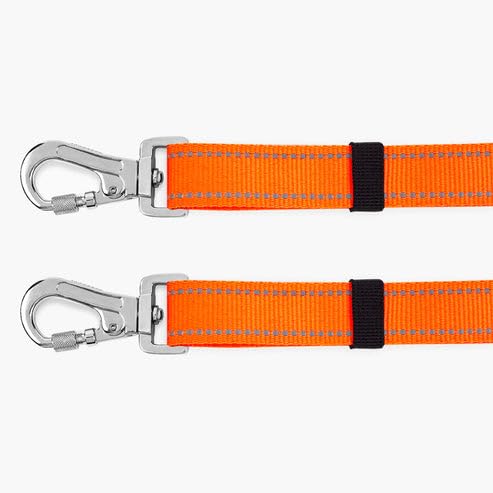 Dog Friendly Co. Leash Splitter | Walk Two Dogs | Complete Control - 360° Swivel, Tangle Free, Adjustable Length, Reflective Webbing, Heavy Duty Clips (Hi-Vis Orange) - color: Hi-Vis Orange
