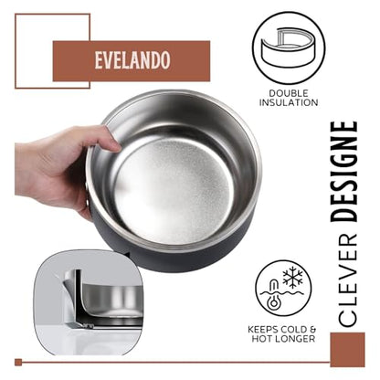 32 oz - 4 Cups Stainless Steel Dog Bowls – Triple-Insulated Pet Dish Keeps Water Cold & Food Warm – BPA-Free, Non-Slip Base – Durable & Elegant Feeding Bowl for Small & Medium Dogs & Cats - size: 32 oz