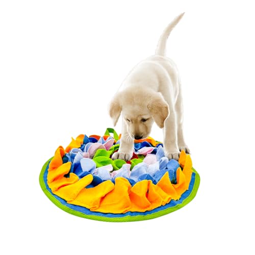 Slip-Free Dog Snuffle Mat, Dog Feeding Mat Slow Feeder with Hanging Ropeand Relieve Stress, Snuffle Mat for Dogs Rabbits Hamsters to Improve Digestion (Dense Flowers)