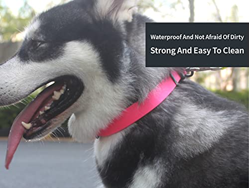 Waterproof Dog Collars,Easy Clean Collar,Adjustable Dog Collars for Small,Medium, Large Dogs(Pink, L) - color: Pink, size: L