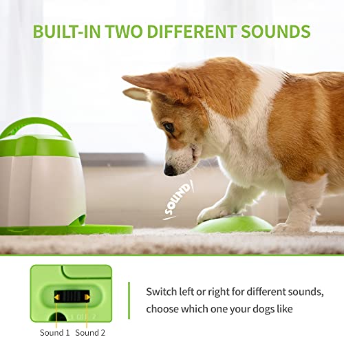 PETGEEK Automatic Dog Treat Dispenser with Button - Puzzle Memory Training Feeder, Pet Geek Button Treat Food Dispensing Toys Interactive, Iq Training Dog Feeder (Green) - color: Green 2