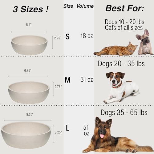 Loving Pets - Dolce Bamboo - Eco-Friendly Pet Bowls & Dishes for Dog, Cats, Puppy Food and Water Bowl -Sustainable and Dishwasher Safe, Made with Real Bamboo (Medium, Oat-Beige) - color: Oat Beige, size: Medium Bowl