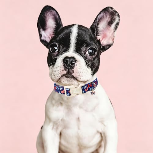 4th of July Dog Collar Navy Patriotic Bow Dog Collars for Puppy Small Dogs - Lightweight Adjustable Independence Day Girl Puppy Collars Cute USA Flag Bow Female Dogs Collar XS - color: Patriotic Bow, size: XS