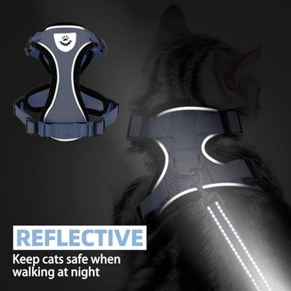 PUPTECK Cat Harness and Leash Set Escape Proof Reflective Cat Walking Harness Adjustable Soft Breathable Mesh Vest for Small Pets, Sky Blue, S - color: Sky Blue, size: S (NECK 9.5"-11", CHEST 13"-16")
