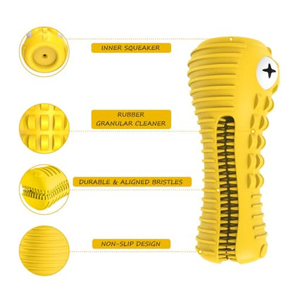 Cutiful Dog Toys for Aggressive Chewers Large Medium Breed, Indestructible Dog Chew Toys, Squeaky Interactive Tough Extremely Durable, Dogs Toothbrush Toys to Keep Them Busy - color: yellow