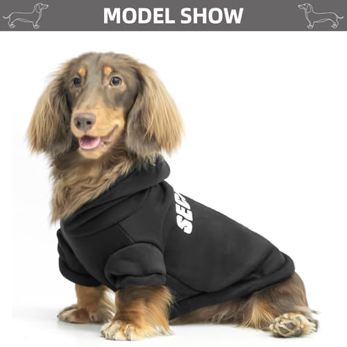 BINGPET Security Dog Hoodies Dachshund Sweater Cold Weather Dog Coats Soft Brushed Fleece Pet Clothes Hooded Sweatshirt for Dog Cat - color: #1 Black(Security), size: Large (Dachshund Recommend)