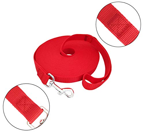 TAIDA 20ft 30ft 40ft 50ft Nylon Long Training Dog Leash for Small Medium Large Dogs, Long leashes Dog/Puppy Lead for Obedience Recall Training, Camping, or Backyard, 1 inch Wide (40 Foot, Red)
