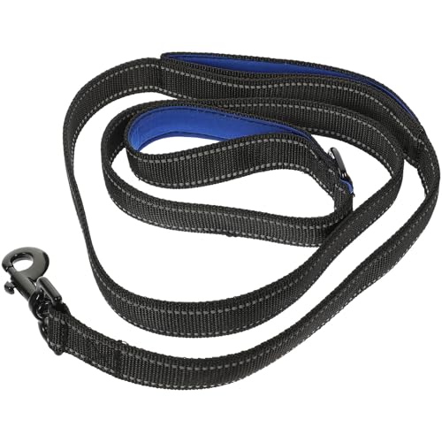 Balacoo Adjustable Double Handle Dog Leash, Traffic Control Pet Lead Rope with Comfortable Non-Chafing Soft Grip, Sturdy Grey and Blue Walking Leash for Puppy Training and Dog Walking