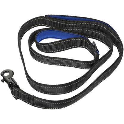 Balacoo Adjustable Double Handle Dog Leash, Traffic Control Pet Lead Rope with Comfortable Non-Chafing Soft Grip, Sturdy Grey and Blue Walking Leash for Puppy Training and Dog Walking