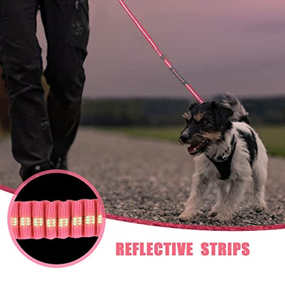 Raipult Tactical Dog Leash Heavy Duty, 4-6FT Shock Absorbing Bungee Leash with Quick Release Clip& 2 Handles, No Pull Waking Lead with Car Seatbelt for Medium Large Dogs that Pull,Pink - color: Hot Pink