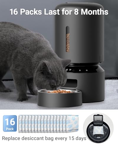 16 Packs Pet Food Desiccant Bag Compatible with PETLIBRO/PETKIT Automatic Cat Feeder, Desiccant Packs Replacement with Color Indicating for Automatic Pet Feeder(Individually Packaged)