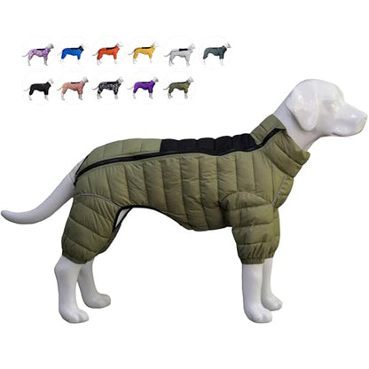 LoveLongLong Dog Coat - Warm & Waterproof Reflective Dog Jacket, Zippered & Adjustable, Olive Green, S, M, L - color: Olivegreen, size: M (12.5inch Back)