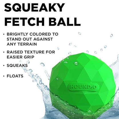 Playology HOUND2O Dog Toys | Squeaky Fetch Ball for Dogs | Bright Green Floating Outdoor Dog Ball with Squeaker