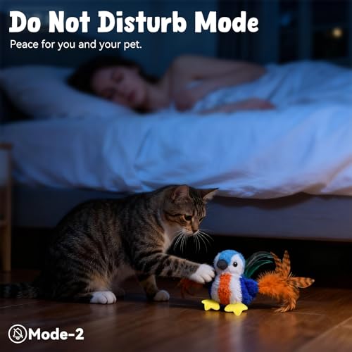 Cat Toys Flapping Bird, Catnip Toys for Indoor Cats Interactive Automatic Kitten Toy Kicker - Baby Plush/Feather/Crinkle, Rechargeable 4 Sounds/Off, Timed & Touch Activated, Clip & Hanging Rope