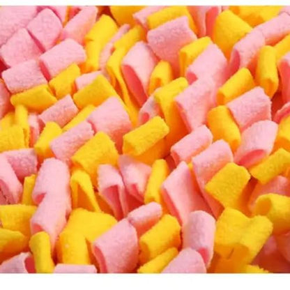 Snuffle Mat for Dogs, Boredom Buster Interactive Puzzle Feeding Mat, Encourages Natural Foraging Skills and Stress Relief Small/Medium/Large Dogs (Pink and Yellow) - color: Pink and Yellow