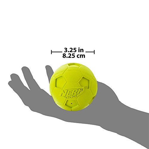 Nerf Dog Soccer Ball Dog Toy with Interactive Squeaker, Lightweight, Durable and Water Resistant, 3.25 Inches, for Small/Medium/Large Breeds, Single Unit, Green - color: Green, size: 3.25-inches