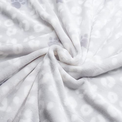 Juicy Couture Grey Leopard with Paws Dog Blanket with Sherpa Bone Shaped Pillow – Plush Puppy Blanket Throw, Breathable, Lightweight, Machine Washable, Cat Blanket for Small Medium & Large Pets - color: Grey Leopard With Paws