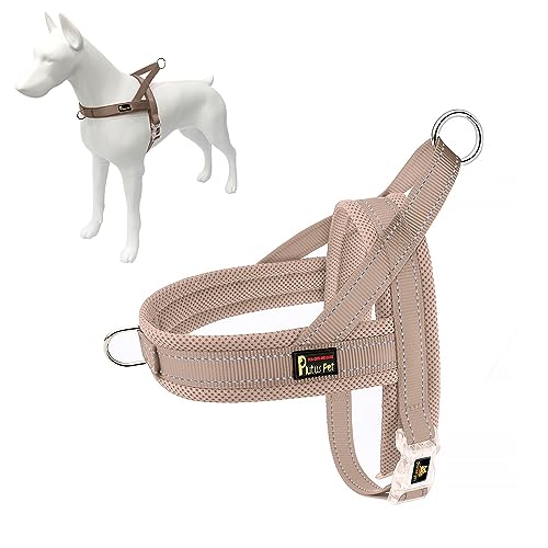 Plutus Pet No Pull Dog Harness with Breathable Mesh Padded, Adjustable Reflective Escape Proof Dog Harness, Quick Fit Dog Vest Harness for Small Medium Large Dogs(S, Beige) - color: Beige, size: S: chest 17"-19.7"