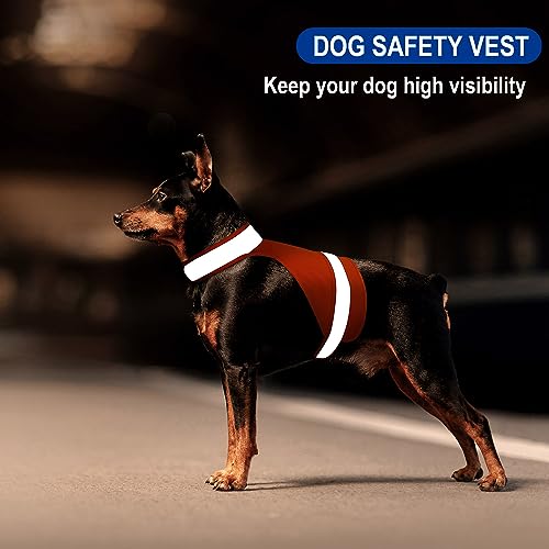 Blaze Orange Dog Hunting Vest - Reflective Safety Gear Orange Dog Shirt for Outdoor Dogs or Night Walking - size: L