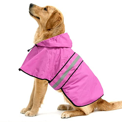 Waterproof Dog Raincoat - Adjustable Pet Rain Coats, Lightweight Hooded Slicker Poncho Rain Jacket for Small to X- Large Dogs and Puppies (Pink, X-Large) - color: Pink, size: X-Large