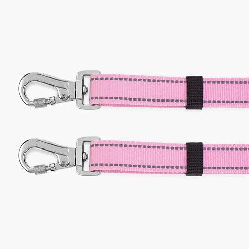 Dog Friendly Co. Leash Splitter | Walk Two Dogs | Complete Control - 360° Swivel, Tangle Free, Adjustable Length, Reflective Webbing, Heavy Duty Clips (Pink) - color: Pink