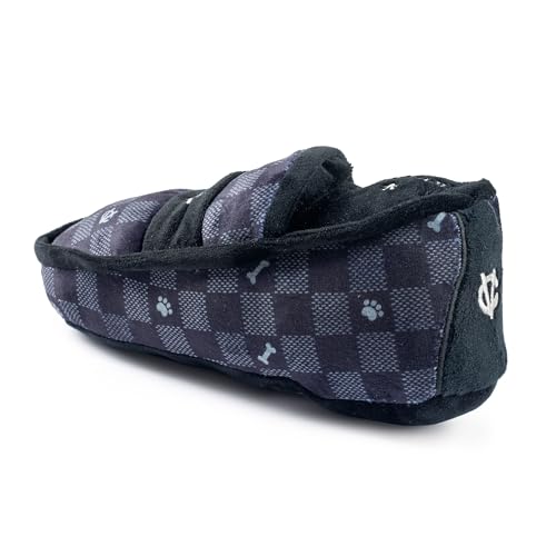 Haute Diggity Dog Chewy Vuiton Loafer Plush Squeaky Dog Toy, Soft Durable Designer-Inspired Stuffed Puppy Chew Toys for Small & Medium Dogs, Machine-Washable (Black Checker) One Size - color: Black Checker, size: One Size