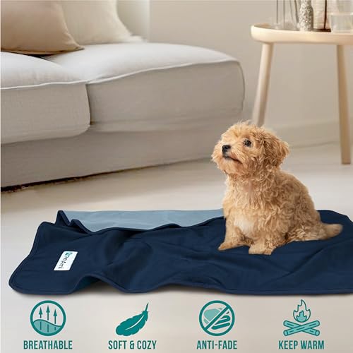 PetAmi Waterproof Pet Blanket Dog Bed Couch Cover for Furniture, Reversible Washable Soft Fleece - color: Navy/Blue, size: X-Large (60x80)