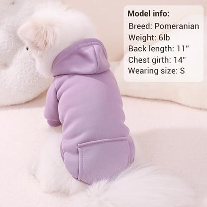 Pet Hoodie Dog Sweater for Small Dogs Girl Boy, Winter Puppy Sweatshirts with Pockets Hood, Warm Fleece Lined Dog Clothes Chihuahua Coat Clothing Puppy Cat Custume, Large - color: Lavender+Cadet Blue, size: Large