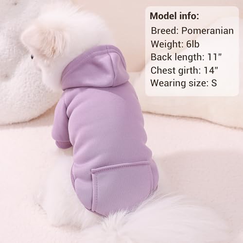 Pet Hoodie Dog Sweater for Small Dogs Girl Boy, Winter Puppy Sweatshirts with Pockets Hood, Warm Fleece Lined Dog Clothes Chihuahua Coat Clothing Puppy Cat Custume, X-Large - color: Lavender+Cadet Blue, size: X-Large