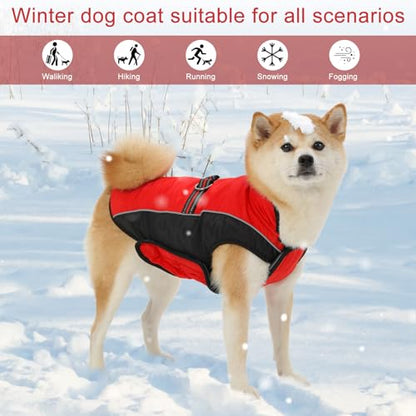 Dog Coat, Water-Resistant Dog Clothes, Warm Fleece Lining Dogs Coats, Winter Windproof Dogs Jackets with Reflective, Pet Vest for Small Medium Large Pets - 1 PCS - color: Dark Red, size: 2xl ( 70+ Lb | 23.62"neck Girth )