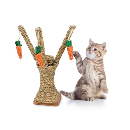 Natural Rattan Carrot Chew Toy for Rabbits Durable Bunny Toys for Indoor Bunnies Safe Chewing and Climbing Enrichment - color: Carrot Tree