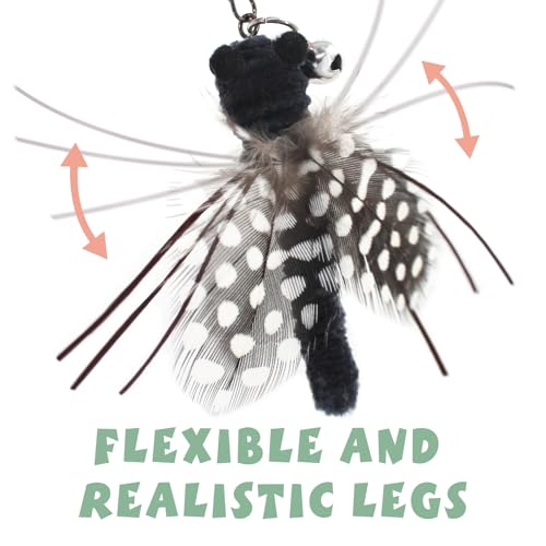 Insect Cat Toys with Feather - 6 Pieces Cat Insect Feather Toy Refills, Teaser Wand Attachments, Interactive Toys for Indoor Cats Kittens - size: Feather Wings