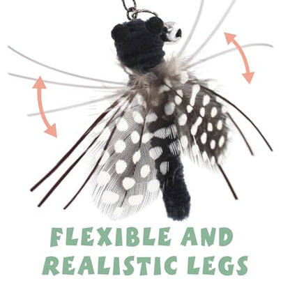 Insect Cat Toys with Feather - 6 Pieces Cat Insect Feather Toy Refills, Teaser Wand Attachments, Interactive Toys for Indoor Cats Kittens - size: Feather Wings