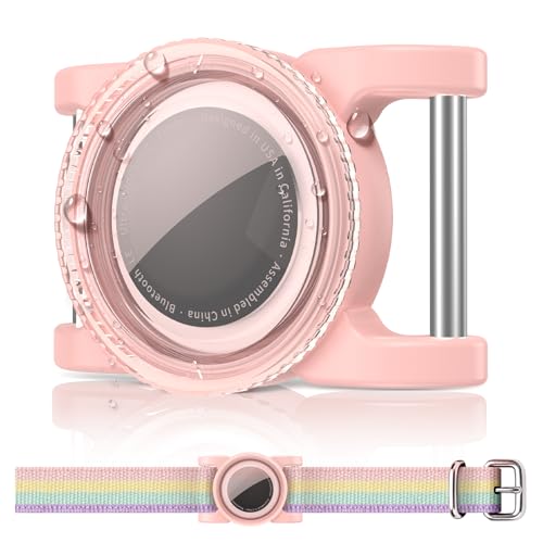 Pet Collar Holder for Apple Airtag, Waterproof & Rotating Design with Transparent Cover for DIY Info (DIY Paper Tags Included), Durable & Lightweight Tracker Case for Dogs and Cats (Pink) - color: Pink
