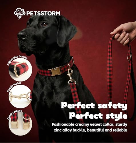Personalized Polyester Dog Collar with Laser-Engraved Name and Phone Number, Plaid Pattern Theme Customizable Collar with Metal Quick Release Buckle for Small Medium Large Dogs - color: Multicolor Plaid