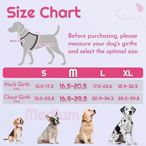 Dog Harness Medium Sized, Easy Wearing with 3 Buckles, Adjustable No Pull Pet Harness with 2 Rings for Walking, No Chock Reflective Soft Padded Vest with Control Handle, Pink & Black, M - color: Pink & Black, size: Medium