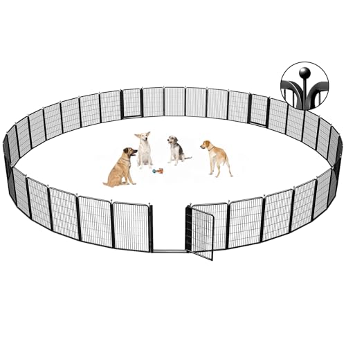 Dog Playpens with Low Threshold Gate, 40 Inch 36 Panels Heavy Duty Outdoor Dog Play Pen, RV Camping Yard Indoor Puppy Playpen Portable Pet Pen Fence for Large/Medium/Small Dogs - color: 30 Panels+3 Large Gate