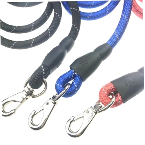TOYANDONA Reflective Dog Leash 1.5m Black Pet Lead Haulage Cable Sturdy Rope for Walking and Training in Low Light Conditions