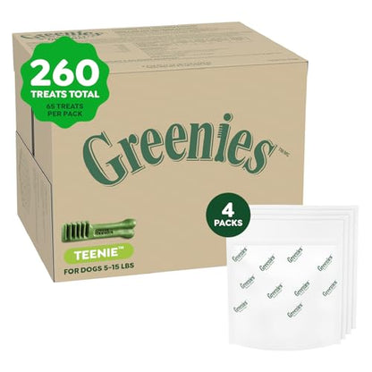 Greenies Veterinarian-Recommended Adult Natural Dental Dog Treats Teenie Size, Original Flavor, (4) 65 ct Packs (260 Treats) - size: 260 Count (Pack of 1)