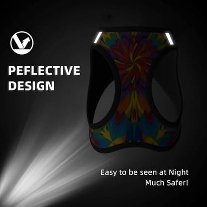 Adjustable Cat Dog Harness Vest, Spiral Tie Dye Abstract Rainbow Swirl Art, Breathable No Pull Escape Proof Design, Universal Fit for Puppies Cats Training - color: Style (522), size: Large