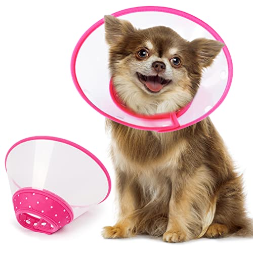 Vivifying Dog Cones for Small Dogs, Adjustable 8-9.6 Inches Soft Lightweight Elizabethan Collar for Small Dogs and Large Cats to Stop Licking Wounds After Surgery (Pink) - color: Pink, size: L(Neck: 8.0-9.6 in)