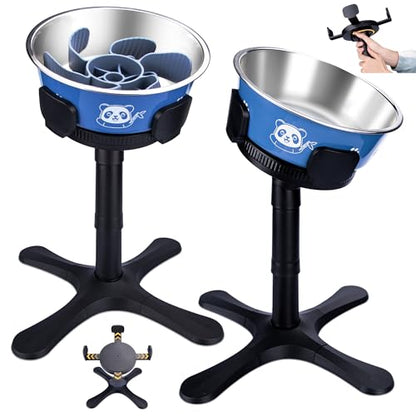 Elevated Slow Feeder Dog Bowl Adjustable Stand,Tilted ABS Base,Fits 5.5-9.5" Bowls, Anti-Spill & Non-Slip, Heavy Duty for Med/Large Dogs(with Stainless Steel Bowls 2 Pack) - size: B -Slow Feeder Insert 2
