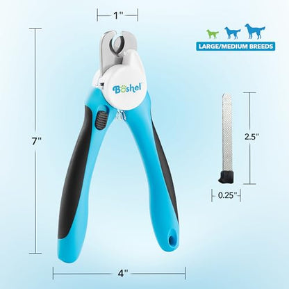 Boshel LED Large Dog Nail Clippers with Quick Sensor, Light, and Safety Guard, Pet's Sharp Toenail Cutter and File