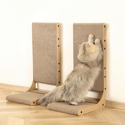 Zakkart 2-Pack Cat Scratching Board, 25.6'' Tall Cardboard L Shape Vertical Cat Scratchers for Indoor Cats, Cat Scratching Post for Wall and Couch, Large - size: Large 2PC (25.6'' tall)