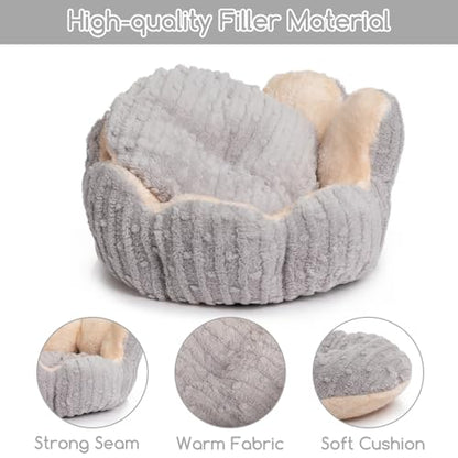 Hollypet Cozy Cat Beds for Indoor Cats - Cute Cactus Pet Bed, Fluffy Puppy Bed, Non-Slip Extra Small Dog Bed, Gray - color: Gray