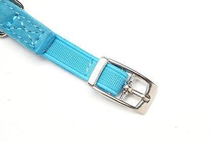 CHUKCHI Pink Soft Velvet Safe Cat Adjustable Collar with Crystal Heart Charm and Bells 8-11 Inches (Blue) - color: Blue