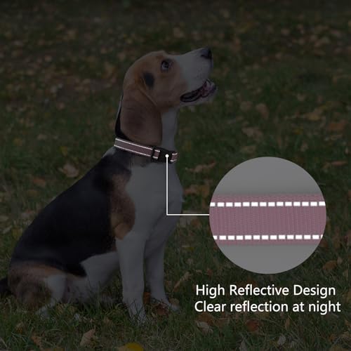 Reflective Dog Collar Padded with Soft Neoprene Breathable Quick Release Basic Dog Collars for Puppy Extra Small Dogs Pink Girl - color: Pink, size: XS:width 5/8"neck 8-10.5"