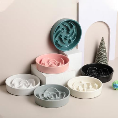 8.26 in White Ceramic Slow Feeder Dog Bowl for Medium and Large Breed,Pet Feeding Dog Food Water Dish Heavy Wighted,Puppy Bowl for Fast Eaters,Puzzle Slow Eating Dish Modern Maze - color: Upgraded White Slow Feeder