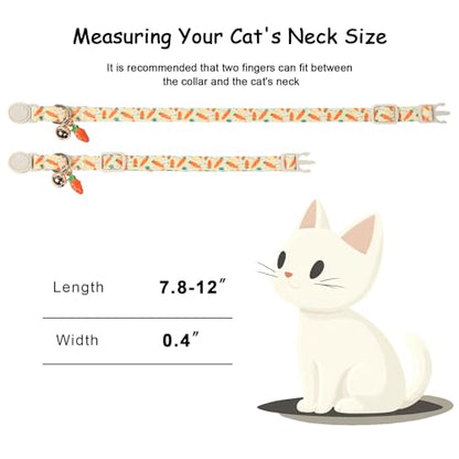2 Pack Easter Cat Collars - Playful Chick & Carrot Easter Breakaway Cat Collar with Bell & Matching Pendant, Adjustable Spring Holiday Pink Yellow Kitten Collars for Boy Girl Cats - color: Chick&Carrot